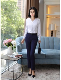 女式白色V領(lǐng)長袖襯衣