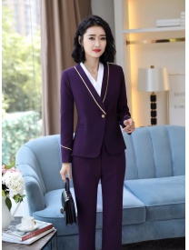 女式短款一粒扣西裝紫色
