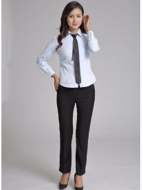 女式長袖V領(lǐng)襯衣 淺藍(lán)色