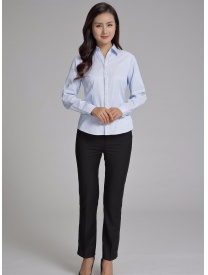 女式長袖襯衣 藍(lán)色條紋