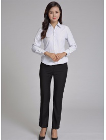女式長袖襯衣 白色細(xì)斜紋