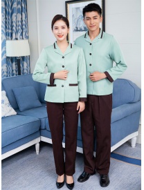 保潔服領(lǐng)口黑杠 淺綠
