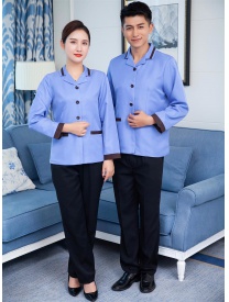 保潔服領(lǐng)口黑杠 藍(lán)色