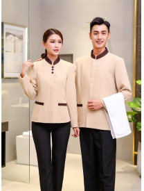 保潔服女式三?？勰惺揭涣？?米黃