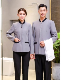 保潔服女式三?？勰惺揭涣？?灰色
