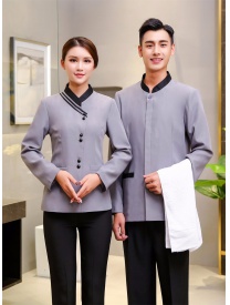 保潔服女式斜杠男式一?？?灰色