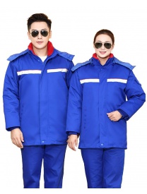 39、D007 艷藍(lán) 中石化線卡防靜電羽絨服2色 外皮雙層