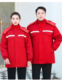 30、D013 大紅 滌棉紗卡 可拆卸反光棉衣